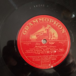 78rpm record GRAMMOPHON MARGARETHE Joh. Heidenreich H. Schlusnus 30cms