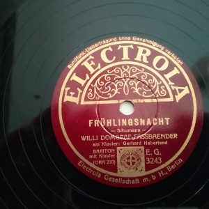 Δισκος 78 στροφων SHELLAC 78rpm FRUHLINGSNACHT / VERSCHWIEGENE LIEBE Willi Domgraf 25cms