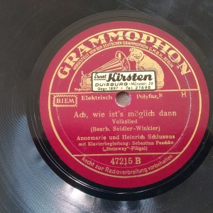 Δισκος 78 στροφων SHELLAC 78rpm ACH,WIE IST MOGLOCH DANN / IN EINEN KUHLEN GRUNDE Heinric Schlusnus 25cms