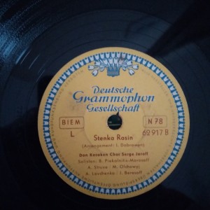 78rpm record GRAMMOPHON STENKA RASIN EINTONIG KLINGT HELL DAS GLOCKLEIN RUSSIAN 25cms