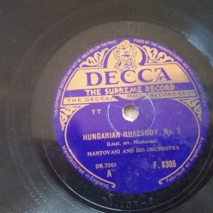 Δισκος 78 στροφων SHELLAC 78rpm DECCA HUNGARIAN RHAPSODY No.2. MANTOVANI AND HIS ORCHESTRA 25cms