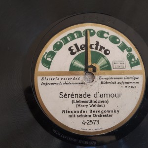 Δισκος 78 στροφων SHELLAC 78rpm HOMOCORD SERENADE D'AMOUR ,ABENDSTIMMUNG Alexander Beregowsky 25cms