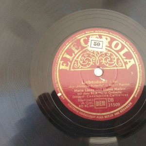 78rpm record ELECTROLA LLEBESDUETT Madame Butterfly Akt1.Constantine Callinicos Puccini 30cms