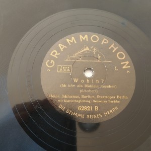 78rpm record GRAMMOPHON  WOHIN ? / NACHT UND TRAUME HEINRICH SCHLUSNUS 25cms