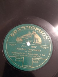 Δισκος 78 στροφων SHELLAC 78rpm GRAMMOPHON  KARNTHNER LIEDERNARSCH / DER JAGER AUS KURPFALZ Adolf Berdien 30cms